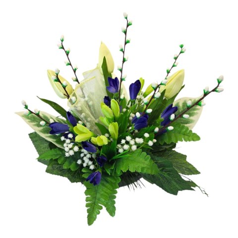 Stroik na cmentarz kompozycja kwiatowa na grób krokusy bazie tulipany