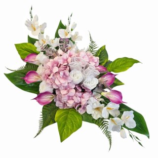 Stroik na cmentarz kompozycja kwiatowa na grób miska z obciążeniem