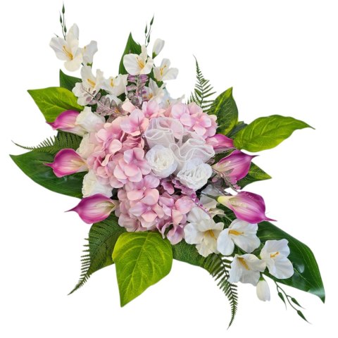 Stroik na cmentarz kompozycja kwiatowa na grób miska z obciążeniem