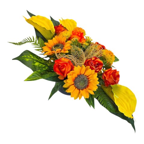 Stroik na cmentarz kompozycja kwiatowa na grób miska z obciążeniem