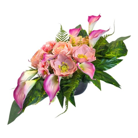 Stroik na cmentarz kompozycja kwiatowa na grób miska z obciążeniem