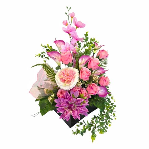 Stroik na cmentarz na kwadracie kompozycja kwiatowa na grób z obciążeniem