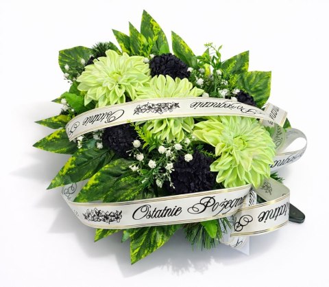 Wiązanka pogrzebowa wieniec na pogrzeb sztuczne kwiaty + własny napis