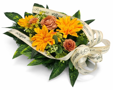 Wiązanka pogrzebowa wieniec na pogrzeb sztuczne kwiaty + własny napis