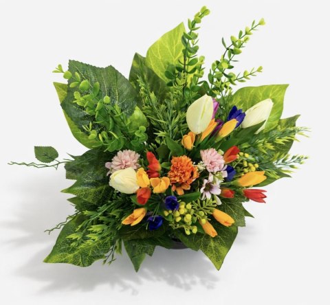 Wiosenny stroik na cmentarz grób pomnik kompozycja kwiatowa