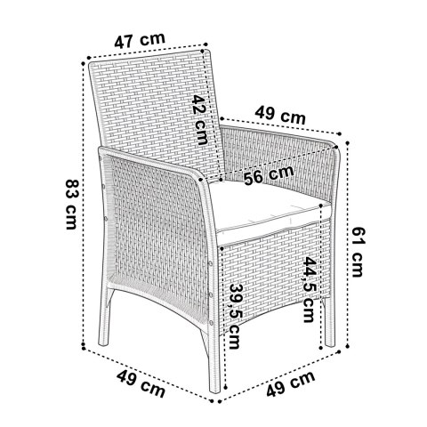 Zestaw mebli ogrodowych CAMELIA czarna czarne poduszki