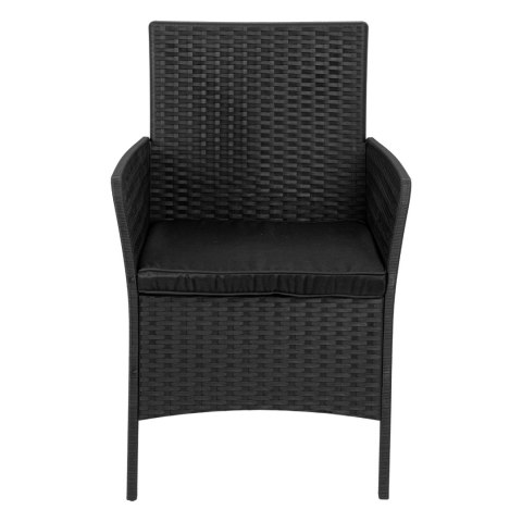 Zestaw mebli ogrodowych CAMELIA czarna czarne poduszki