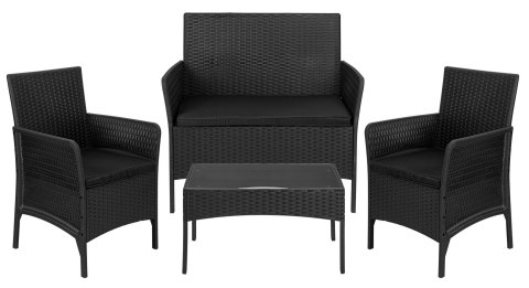 Zestaw mebli ogrodowych CAMELIA czarna czarne poduszki