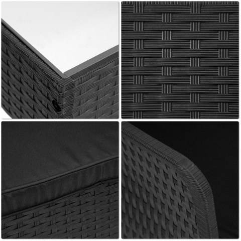 Zestaw mebli ogrodowych CAMELIA czarna czarne poduszki