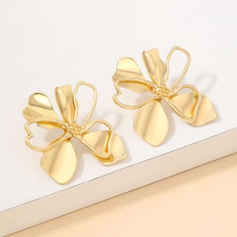 Kolczyki KWIATY ze stali szlachetnej platerowane 14k złotem, sztyft KST3399