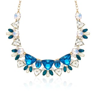 Efektowny naszyjnik KOLIA kryształy Turkus, zielony, opalizujący biały N1096