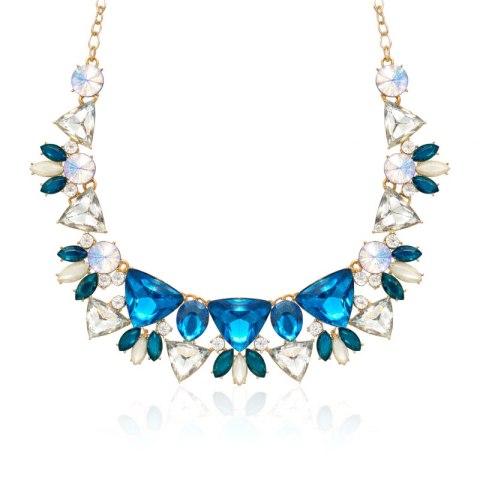 Efektowny naszyjnik KOLIA kryształy Turkus, zielony, opalizujący biały N1096