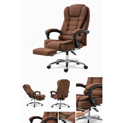 Fotel biurowy obrotowy BOSS z podnóżkiem - brązowy MATERIAŁ KO22BR-MAT