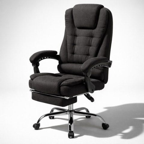 Fotel biurowy obrotowy BOSS z podnóżkiem - czarny MATERIAŁ KO22CZ-MAT