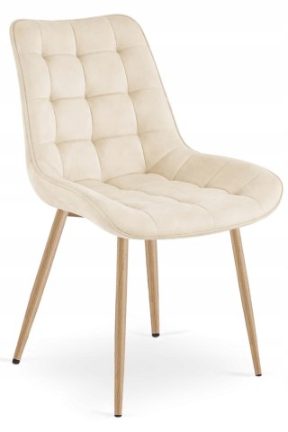 Krzesło BERA - aksamit beż jasny / nogi dąb x 3