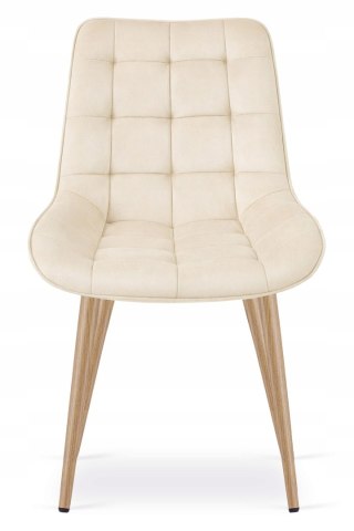 Krzesło BERA - aksamit beż jasny / nogi dąb x 4