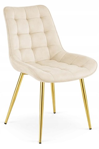 Krzesło BERA - aksamit beż jasny / nogi złote x 3
