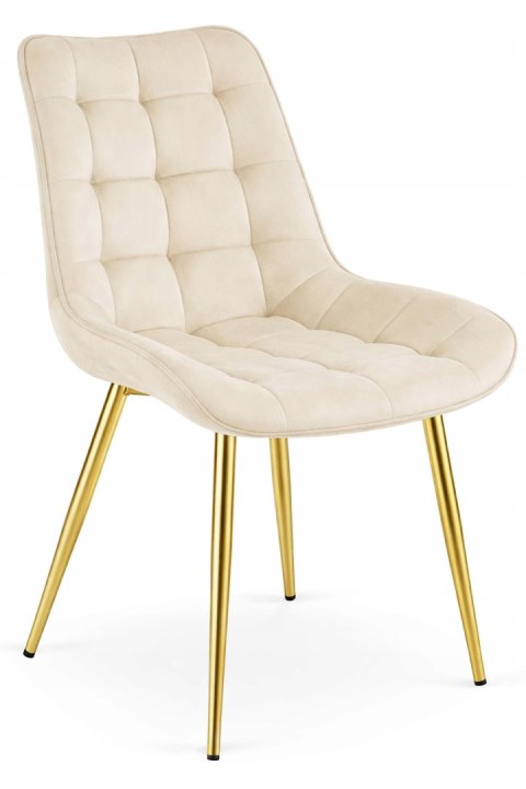 Krzesło BERA - aksamit beż jasny / nogi złote x 3