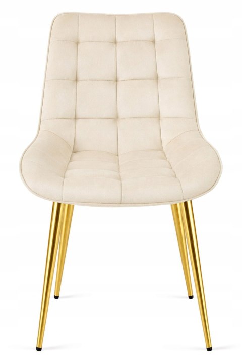 Krzesło BERA - aksamit beż jasny / nogi złote x 3