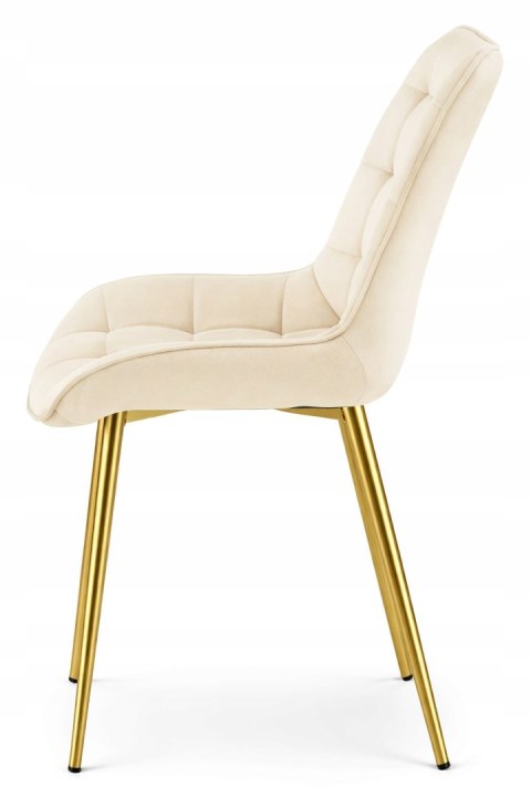 Krzesło BERA - aksamit beż jasny / nogi złote x 3