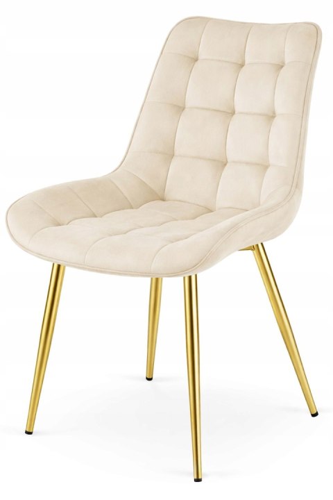 Krzesło BERA - aksamit beż jasny / nogi złote x 4