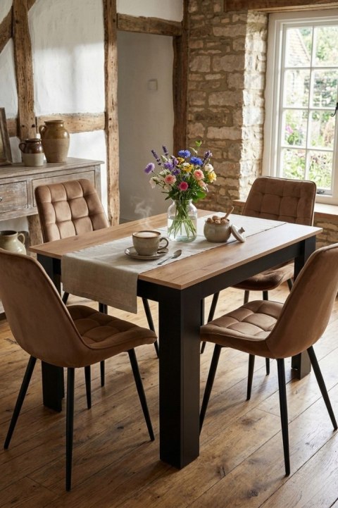 Krzesło BERA - aksamit brąz / nogi czarne x 4