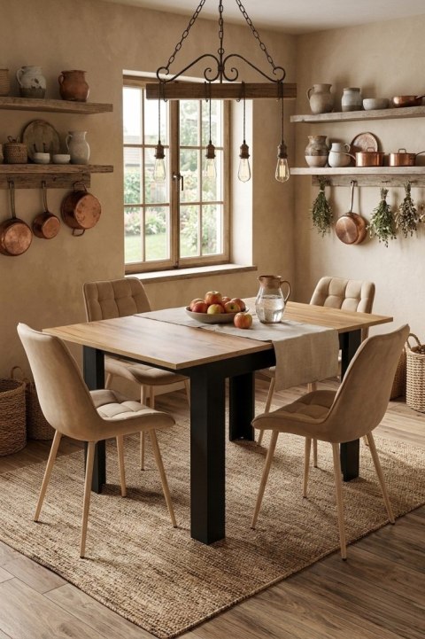 Krzesło BERA - aksamit brąz / nogi dąb x 3