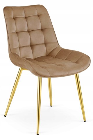 Krzesło BERA - aksamit brąz / nogi złote x 2