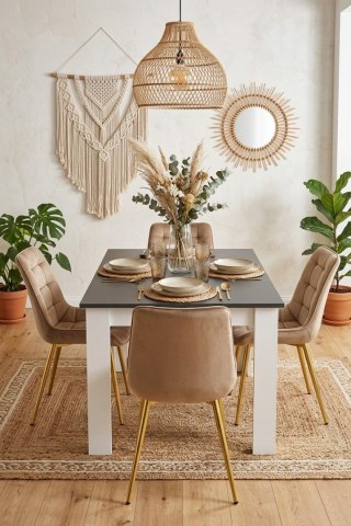 Krzesło BERA - aksamit brąz / nogi złote x 2