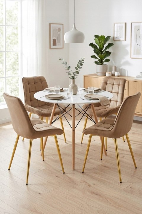 Krzesło BERA - aksamit brąz / nogi złote x 4