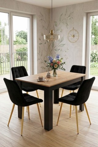 Krzesło BERA - aksamit czarny / nogi złote x 3