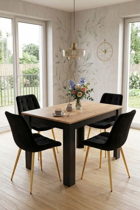 Krzesło BERA - aksamit czarny / nogi złote x 3