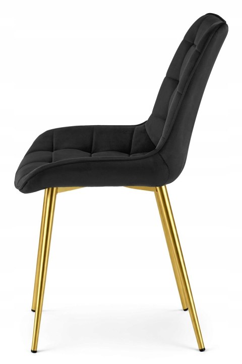 Krzesło BERA - aksamit czarny / nogi złote x 3