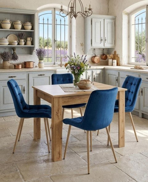 Krzesło BERA - aksamit granat / nogi dąb x 4