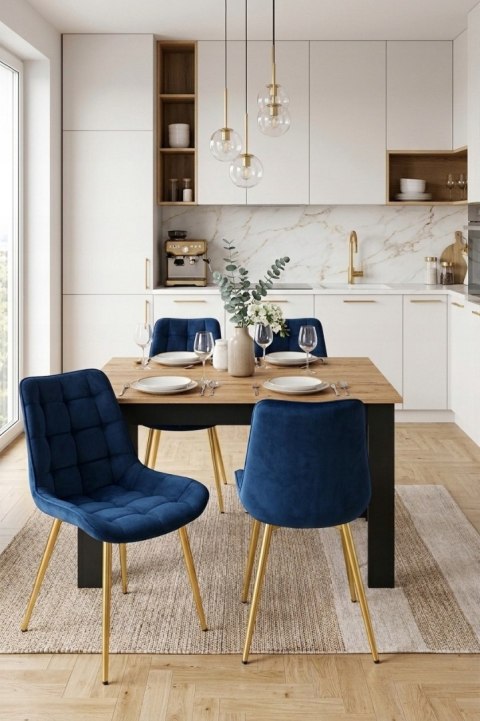 Krzesło BERA - aksamit granat / nogi złote x 4