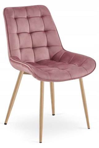 Krzesło BERA - aksamit róż ciemny / nogi dąb x 3