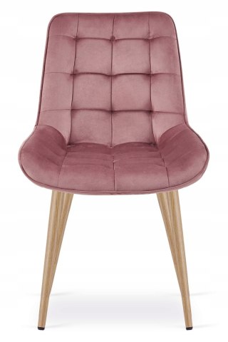 Krzesło BERA - aksamit róż ciemny / nogi dąb x 4