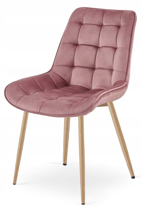 Krzesło BERA - aksamit róż ciemny / nogi dąb x 4
