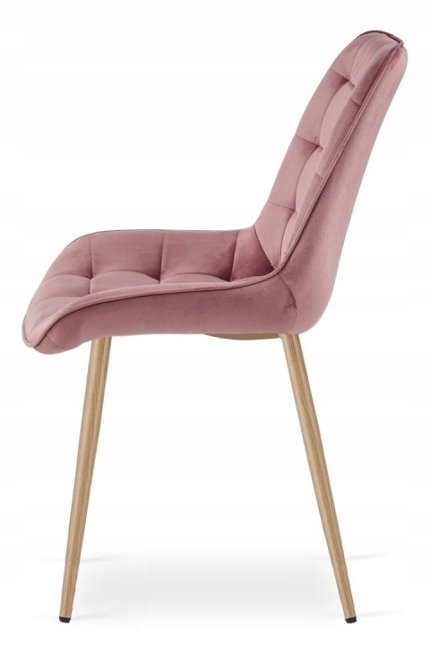 Krzesło BERA - aksamit róż ciemny / nogi dąb x 4