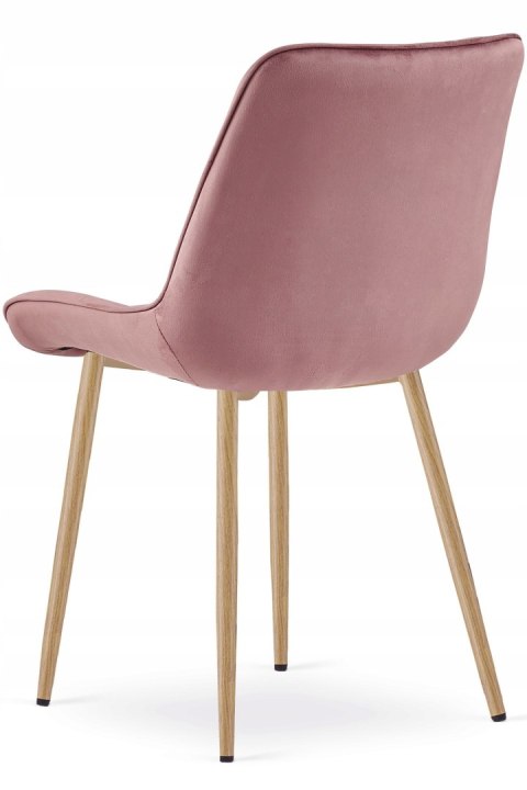 Krzesło BERA - aksamit róż ciemny / nogi dąb x 4
