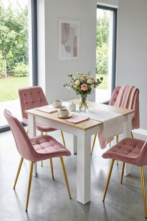 Krzesło BERA - aksamit róż ciemny / nogi złote x 2