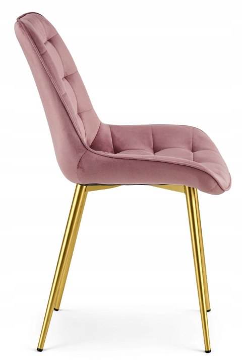 Krzesło BERA - aksamit róż ciemny / nogi złote x 3
