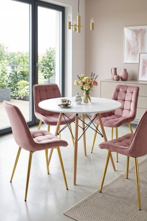 Krzesło BERA - aksamit róż ciemny / nogi złote x 3