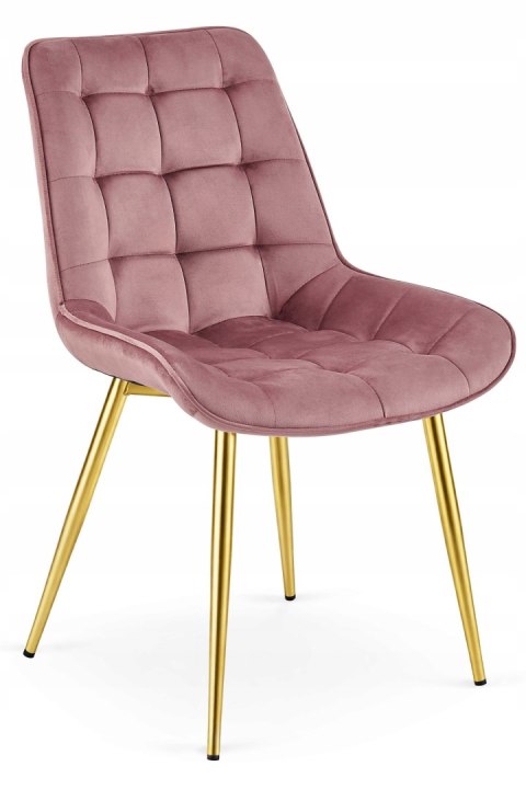 Krzesło BERA - aksamit róż ciemny / nogi złote x 4