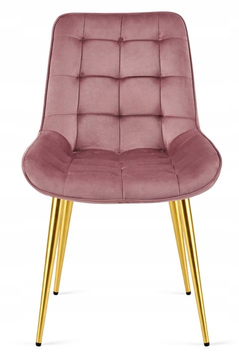 Krzesło BERA - aksamit róż ciemny / nogi złote x 4