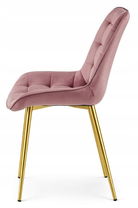 Krzesło BERA - aksamit róż ciemny / nogi złote x 4