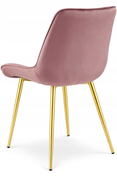 Krzesło BERA - aksamit róż ciemny / nogi złote x 4