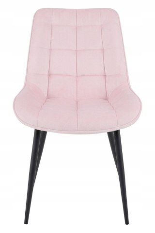 Krzesło BERA - aksamit róż jasny / nogi czarne x 4
