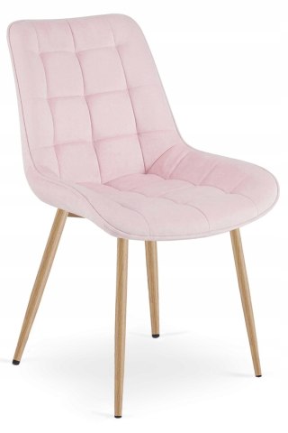 Krzesło BERA - aksamit róż jasny / nogi dąb x 4