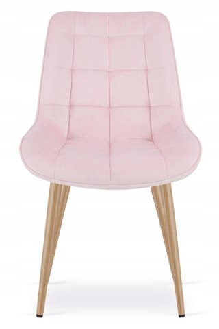 Krzesło BERA - aksamit róż jasny / nogi dąb x 4